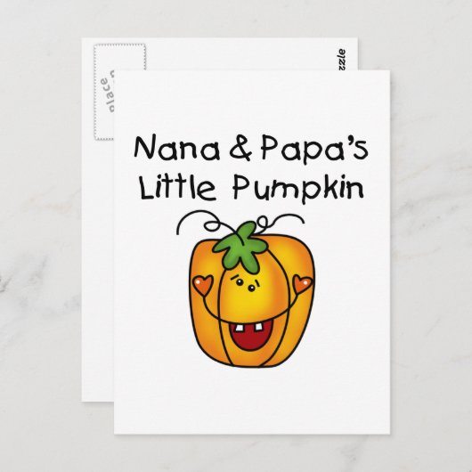 Nana und Papas kleine Kürbis-T - Shirt Postkarte (Vorne/Hinten)