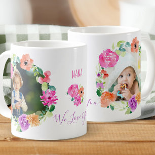 Nana We Liebe You Watercolor Blumenstrauß Foto Kaffeetasse