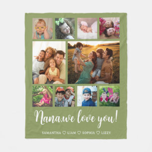 Nana Wir Liebe Sie Grandkids 10 FotoCollage Green Fleecedecke