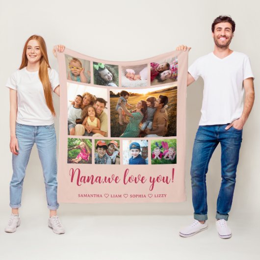 Nana Wir Liebe Sie Grandkids 10 FotoCollage Pink Fleecedecke (Beispiel)