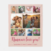 Nana Wir Liebe Sie Grandkids 10 FotoCollage Pink Fleecedecke (Vorderseite)