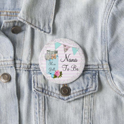 Nana zu Blue Mason Jar Rustic Button (Beispiel)