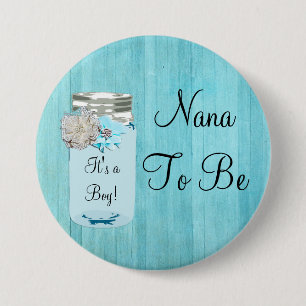 Nana zu Blue Mason Jar Rustic Shabby Button