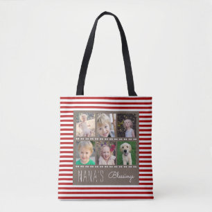 Nanas Blessings Foto Collage Red & White Stripes Tasche
