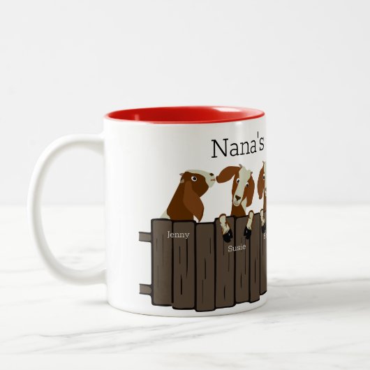 Nanas Kleine Herde von 6 Ziegen Zweifarbige Tasse (Links)