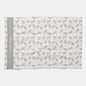 Nana's Küchenkoralle und grüne Flora Wasserfarbe Geschirrtuch (Horizontal)