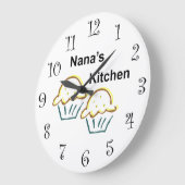 Nanas Küchenuhr mit Muffins Große Wanduhr (Winkel)