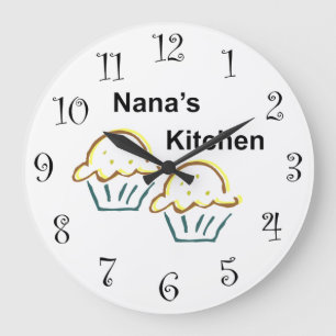Nanas Küchenuhr mit Muffins Große Wanduhr