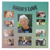 Nanas Liebe 10 Foto Collage Blue Green Fliese (Vorderseite)