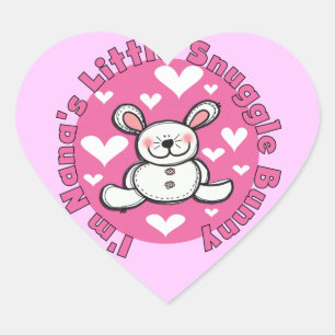 Nana's Little Snuggle Bunny Herz-Aufkleber