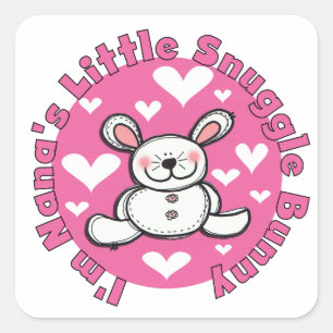 Nana's Little Snuggle Bunny Quadratischer Aufkleber