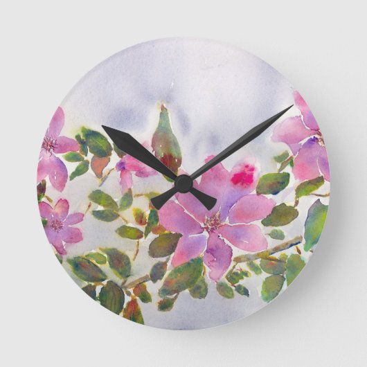 Nanas Rose Runde Wanduhr (Vorderseite)