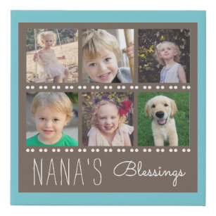 Nanas Segen-Foto-Collage   Brown und aquamarines Künstlicher Leinwanddruck