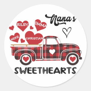 Nana's Sweethearts Truck Personalisiert Oma Runder Aufkleber