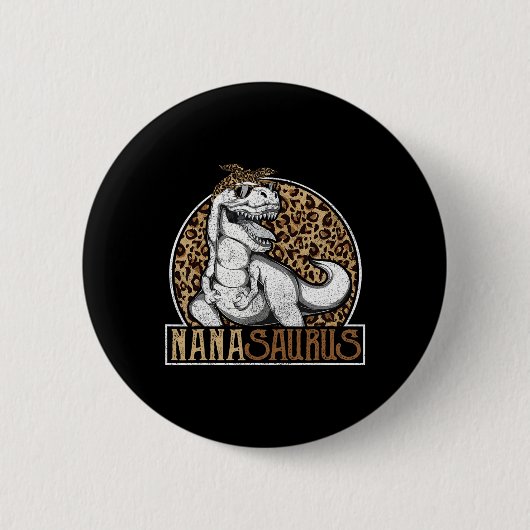 Nanasaurus Dinosaur Nana Leopard Shirt Button (Vorderseite)