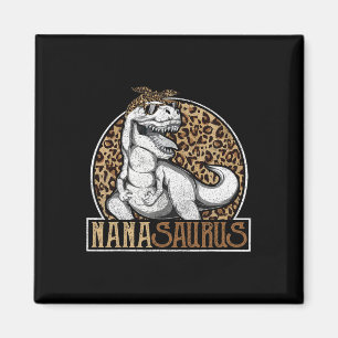 Nanasaurus Dinosaur Nana Leopard Shirt Magnet