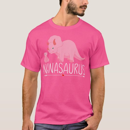 Nanasaurus Nana Saurus Dino rosa Dinosaurier mit B T-Shirt (Vorderseite)