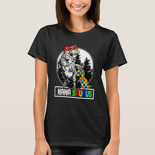 Nanasaurus T Rex Dinosaur Nana Saurus Autismus bew T-Shirt (Vorderseite)