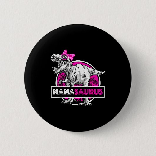 Nanasaurus T-rex Matching Funny Grandma Saurus Din Button (Vorderseite)