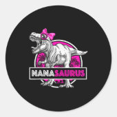 Nanasaurus T-rex Matching Funny Grandma Saurus Din Runder Aufkleber (Vorderseite)
