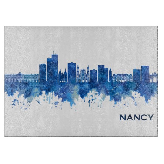 Nancy France Skyline Blue Schneidebrett (Vorderseite)