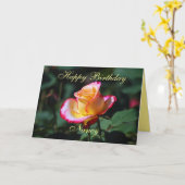 Nancy Happy Birthday Rot, Gelb und Weiß Rose Karte (Gelbe Blume)