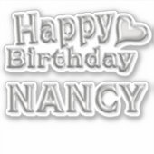 Nancy Happy Birthday silver Aufkleber Sticker (Vorderseite)