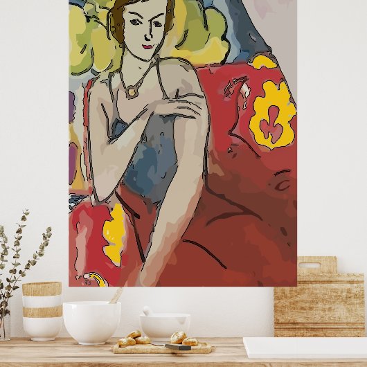 Nancy im roten Stuhl Poster (Küche)