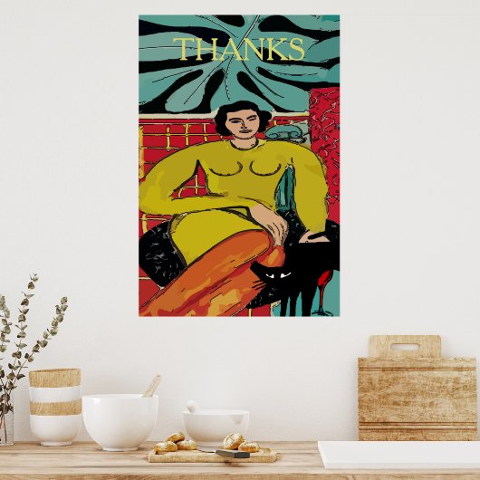 Nancy mit Black Cat Poster (Küche)