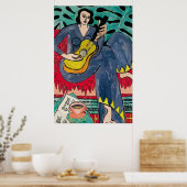 Nancy mit Gitarre und Tasse Kaffeepuster Poster (Küche)
