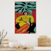 Nancy mit Katze und Farne Poster (Küche)