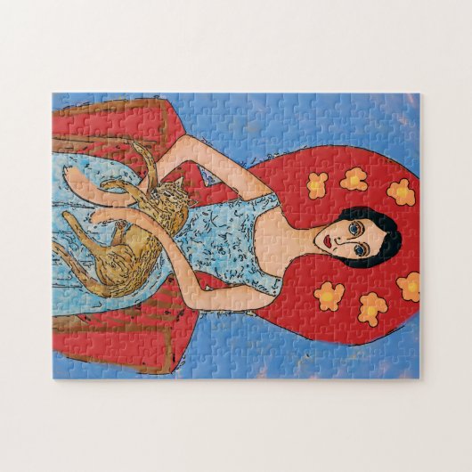 Nancy mit Sitzkatze Puzzle (Horizontal)