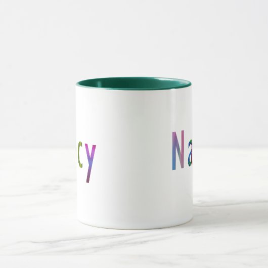 "Nancy" Name in lebhafter Frühlingsfarbe Kunst Tasse (Zentrum)