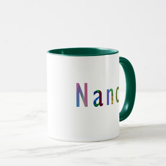 "Nancy" Name in lebhafter Frühlingsfarbe Kunst Tasse (VorderseiteRechts)