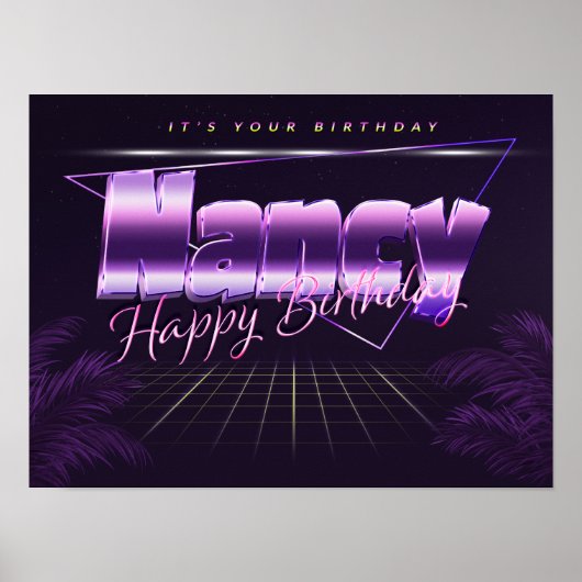 Nancy Name Vorname lila retro Poster Geburtstag (Vorne)