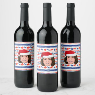 NANCY PELOSI Weihnachten Weinetikett