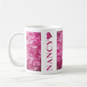 "Nancy" Pink Hydrangea Blumenbriefe & Niedliches H Kaffeetasse (Links)