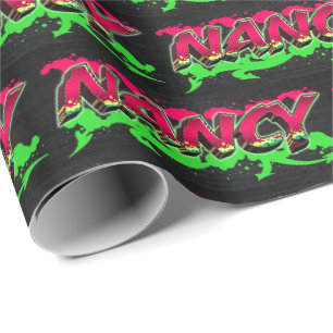 Nancy Vorname Name Graffiti red green Geschenkpapier