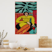 Nancy with wine and ferns Poster (Küche)