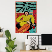 Nancy with wine and ferns Poster (Heimbüro)