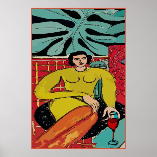 Nancy with wine and ferns Poster (Vorne)