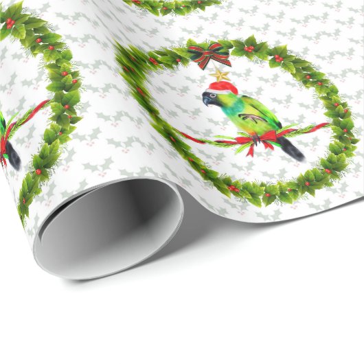 Nanday Concept Parrot in Weihnachtsmannmütze für W Geschenkpapier (Rolleneckpunkt)
