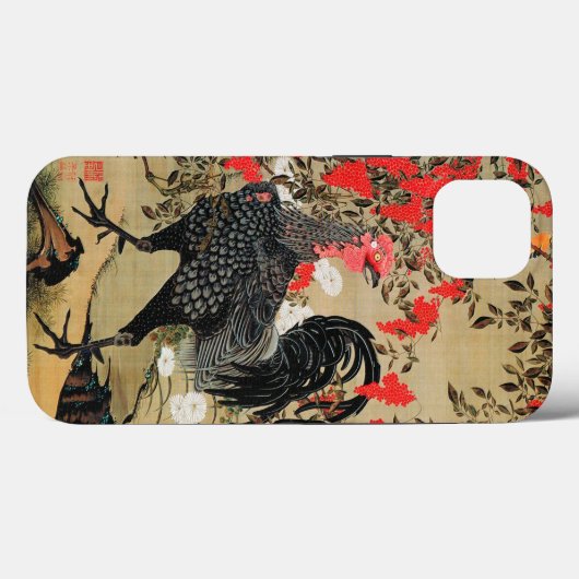 Nandina und Rooster Illustration von Ito Jakuchu Case-Mate iPhone Hülle (Rückseite (Horizontal))