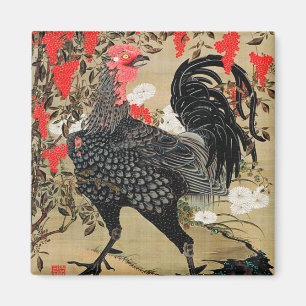 Nandina und Rooster Illustration von Ito Jakuchu Magnet