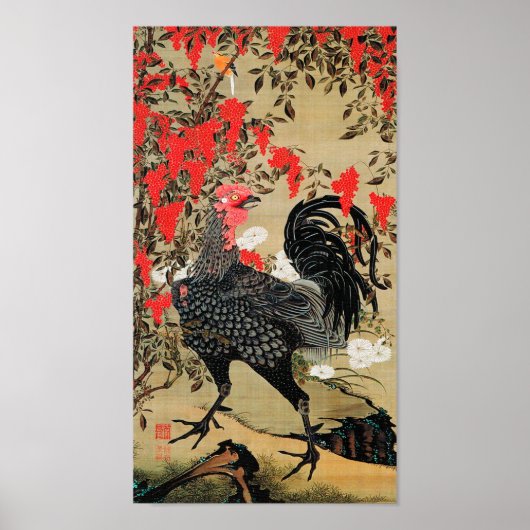 Nandina und Rooster Illustration von Ito Jakuchu Poster (Vorne)