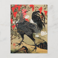 Nandina und Rooster Illustration von Ito Jakuchu