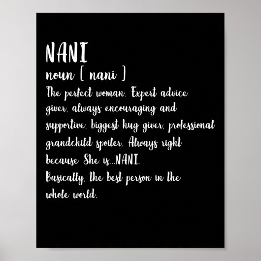 Nani Definition Oma Mütter Tag Frauen Poster (Vorne)