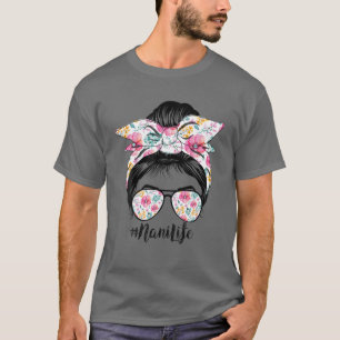Nani Life Messy Hair Bun Floral Women's Day T-Shirt