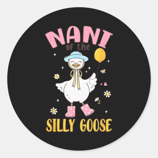 Nani Of The Silly Goose First Birthday Family Matc Runder Aufkleber (Vorderseite)
