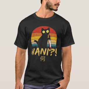 Nani What Vintag Black Cat Omae Wa Meme Kitten Gi T-Shirt
